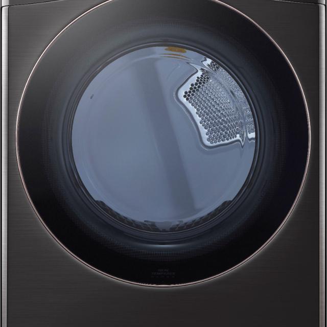 LG - 7.4 Cu. Ft. Stackable Smart Electric Dryer with Steam and Built-In Intelligence - Black steel