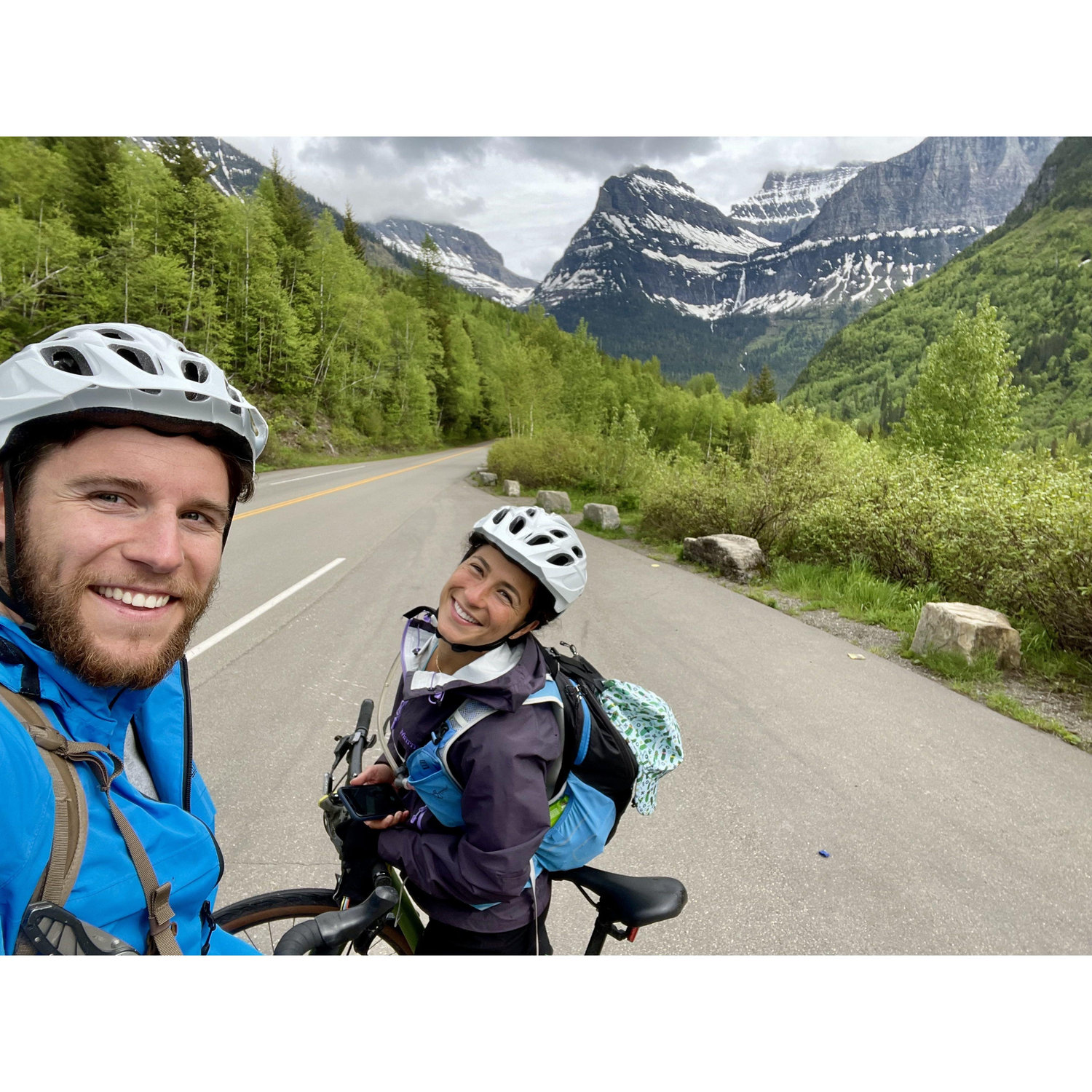 Peter was nice enough to go slow on the bike in Glacier