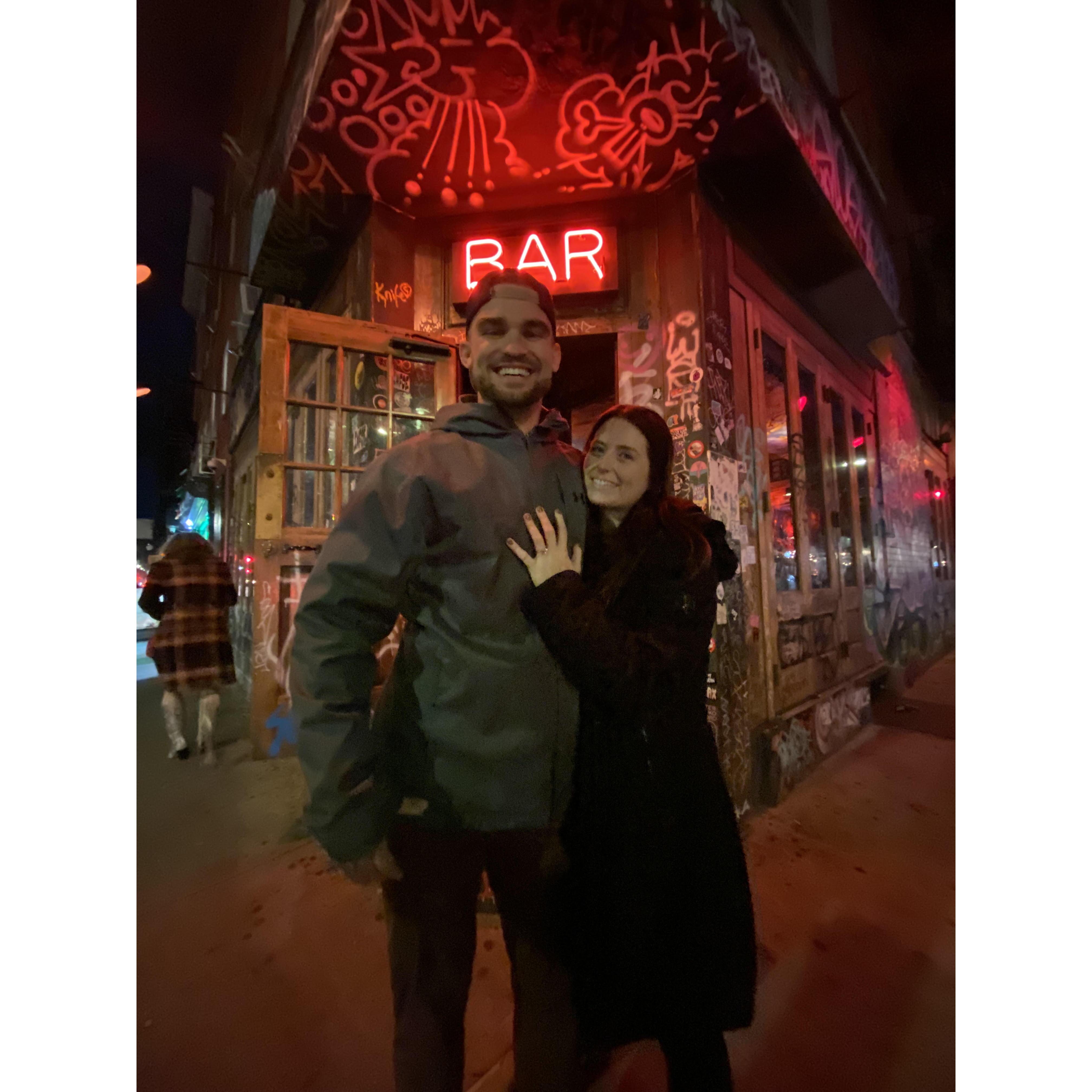 This is in front of the bar where we met!