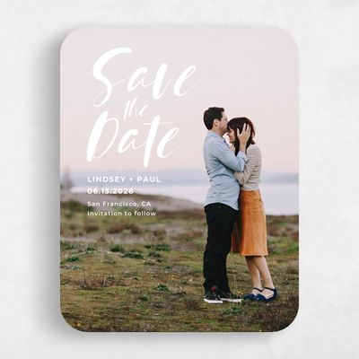 White Rounded Wedding Save the Date - Lyons Portrait