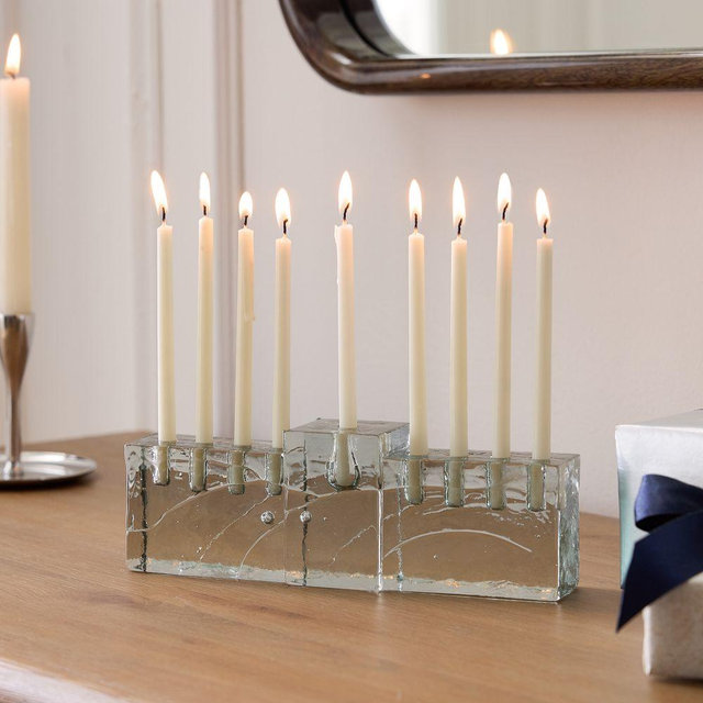 Cast Glass Menorah 11.25 Inches