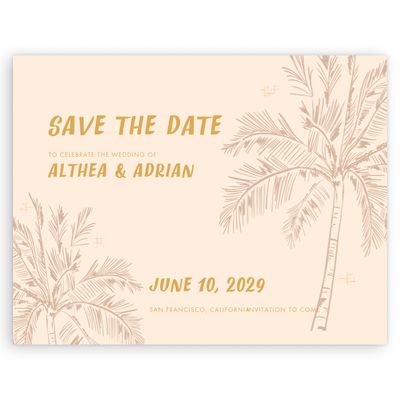 Harvest Gold, Beige Wedding Digital Save the Date - Ocaso Landscape