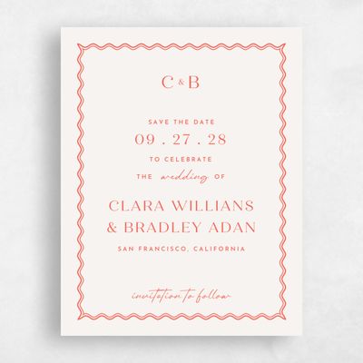 Coral, Pink Wedding Save the Date - Petra Portrait