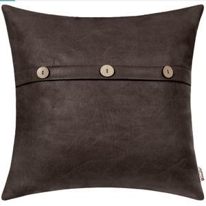 BRAWARM Leather Throw Pillow Covers 22 X 22 Inches - Coffee Faux Leather Pillow Cover with Triple Button, Farmhouse Decorative Leather Pillows for Couch Sofa Bed Home Garden