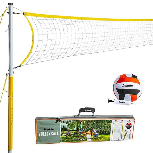 Franklin Sports Volleyball Net and Ball Set — Includes 1 Net with Stakes, 1 Volleyball, and 1 Ball Pump with Needle — Starter, Family, and Professional Set Options