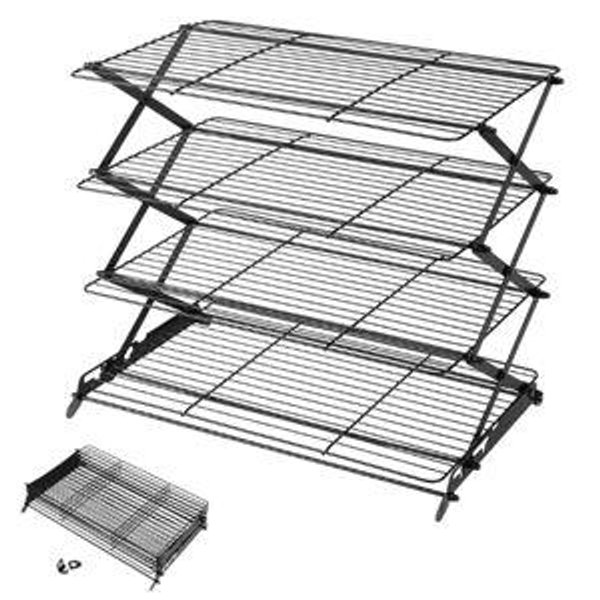 Geesta 2/3/4-Tier Upgraded Collapsible Cooling Rack with Adjustable 3 Setting Design Stackable Roasting Cooking Drying Wire Cooling Rack for Cookies Baking Gifts for Women