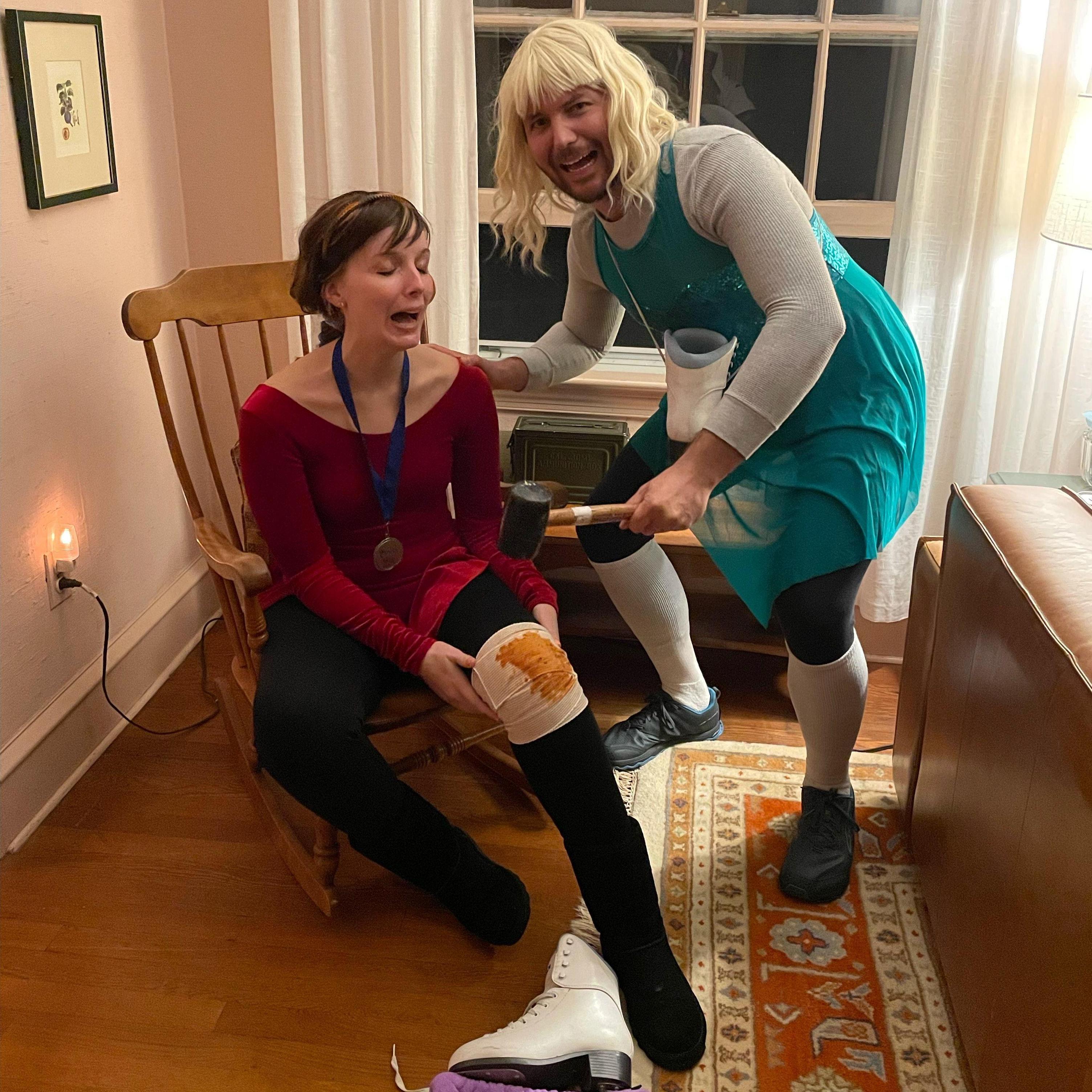 Halloween 2021 as Nancy Kerrigan and Tonya Harding
