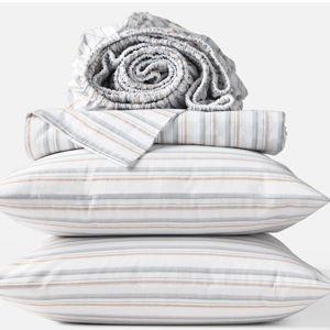 Organic Crinkled Percale™ Sheet Set - Surf Stripe - Queen