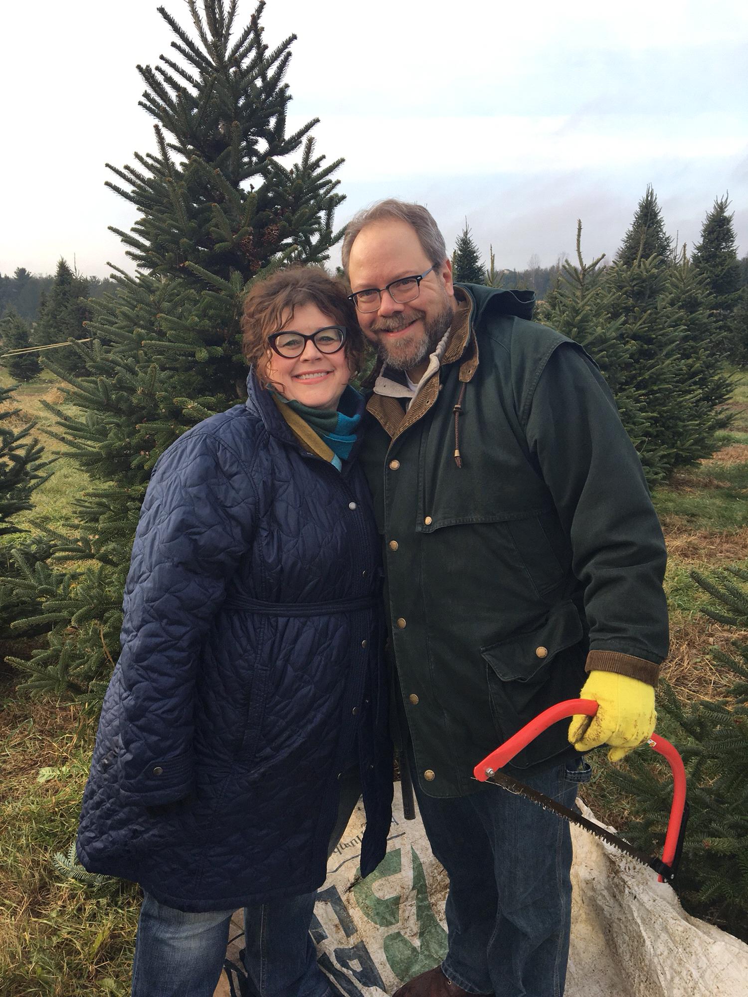 Cutting down our Christmas tree...