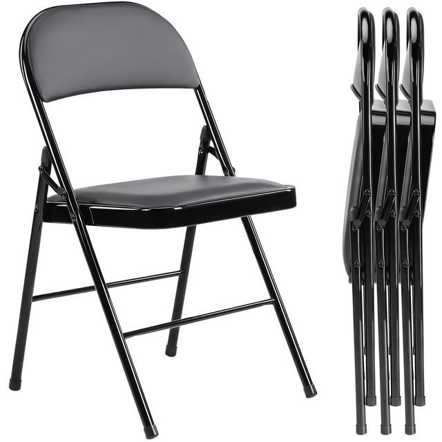 SUGIFT Folding Chairs with Padded Seats Black Foldable Chair for Outdoor & Indoor use