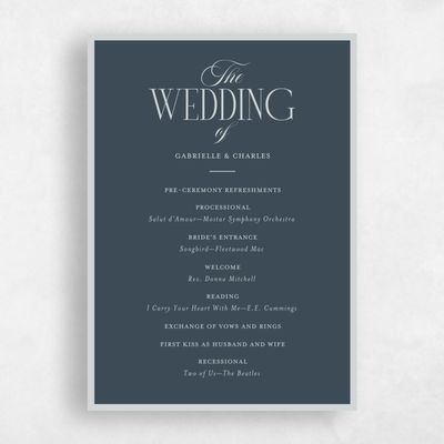 Navy Blue Wedding Program - Ford