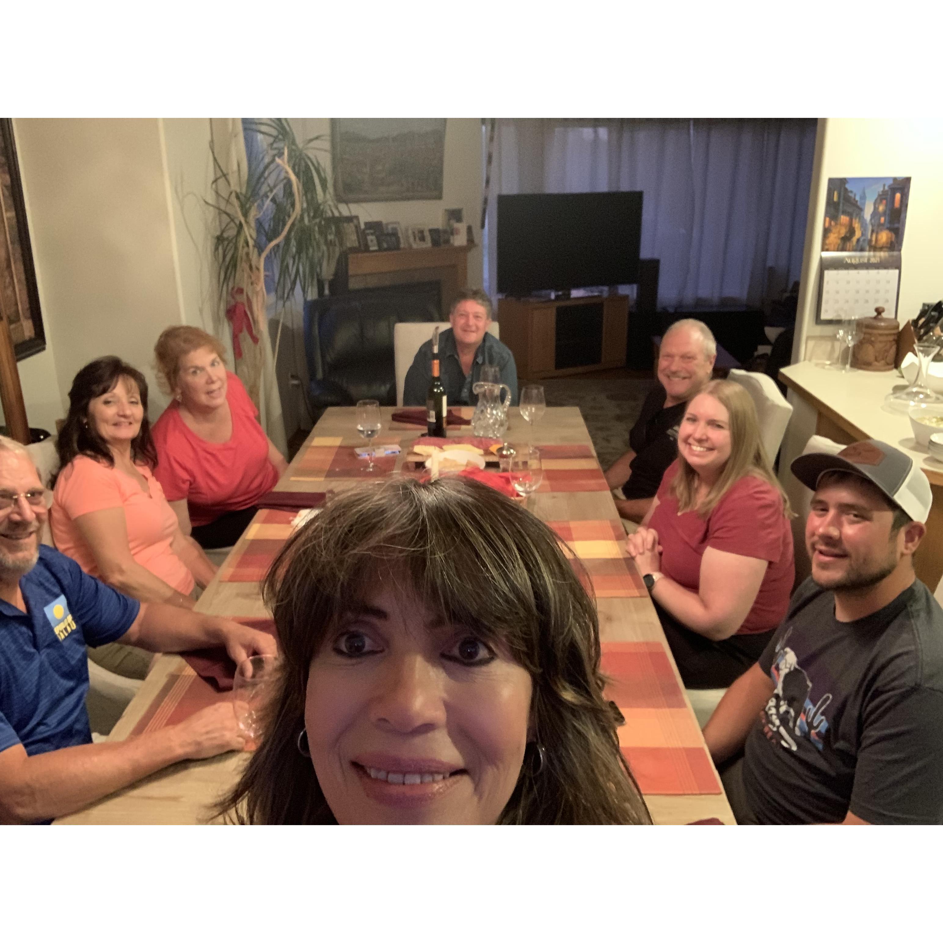 Dinner at home with Sam and friends.