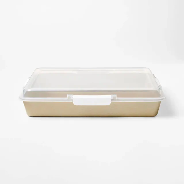 9"x13" Nonstick Aluminized Steel Cake Pan Set with Lid Gold - Figmint™