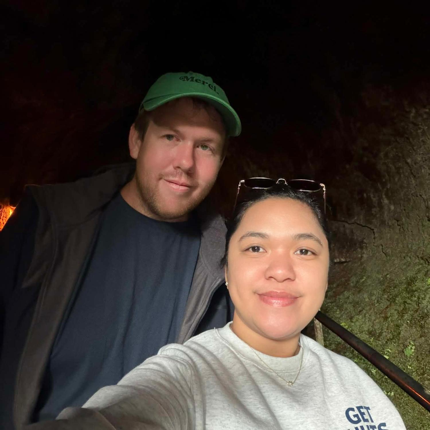 At the lava tube—it was a quick and fun walk.