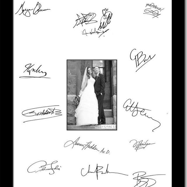 CreativePF [5x7-16x20bk-w] Signature Frame - Photo Frame with White Mat Holds 5x7-inch Media including Installed Wall Hangers