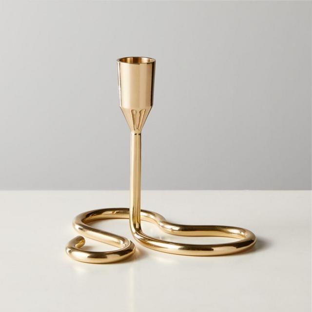 Motion Brass Taper Candle Holder Small