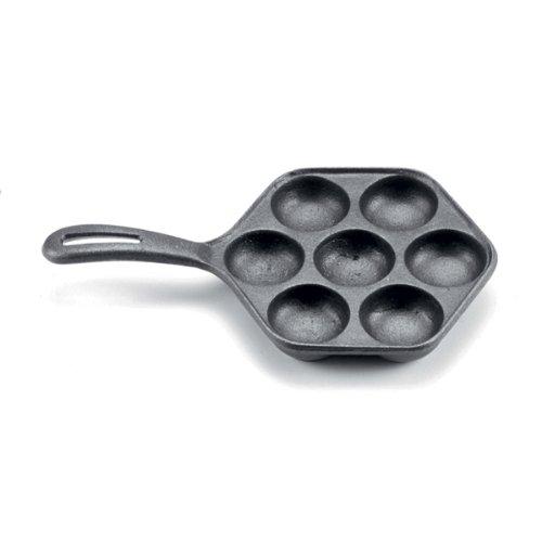Norpro Cast Iron Stuffed Pancake Pan, Munk/Aebleskiver, 2" / 5cm diameter, Black