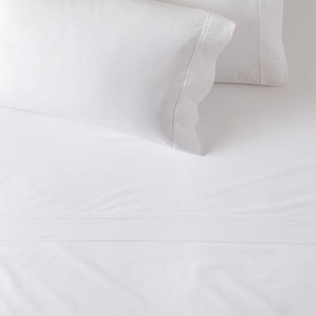 400TC Organic Sateen Wide Hem Sheet Set, King, White