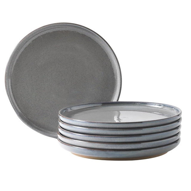 Tikooere Ceramic Dinner Plates Set of 6,Stoneware 8 Inch,Microwave,Dishwasher and Oven Safe,Porcelain Dessert Plates for Pasta,Salad and Steak,Christmas Gift,Dishes for Kitchen,Scratch Resistant,Gray