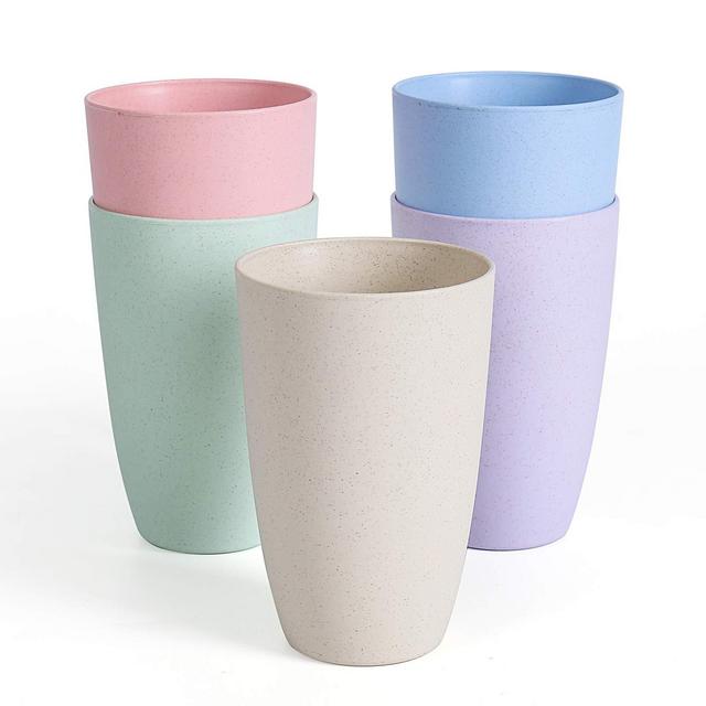 Choary Eco-friendly Unbreakable Reusable Drinking Cup for Adult(22 OZ), Wheat Straw Biodegradable Healthy Tumbler Set 5 Dishwasher Safe