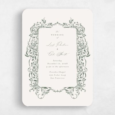 Beige Rounded Wedding Invitation - Fenwick Portrait