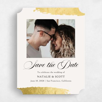 Beige Ticket Wedding Save the Date - Casey Photo Foil