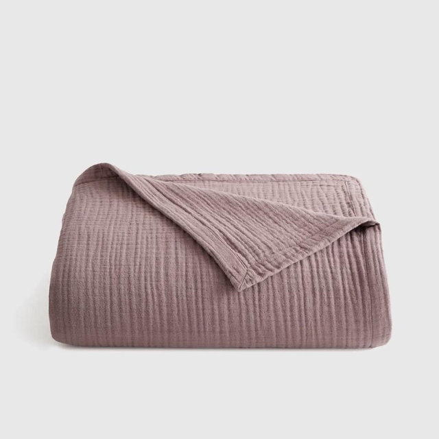 Organic Airy Gauze Blanket - Fig, King/Cal King