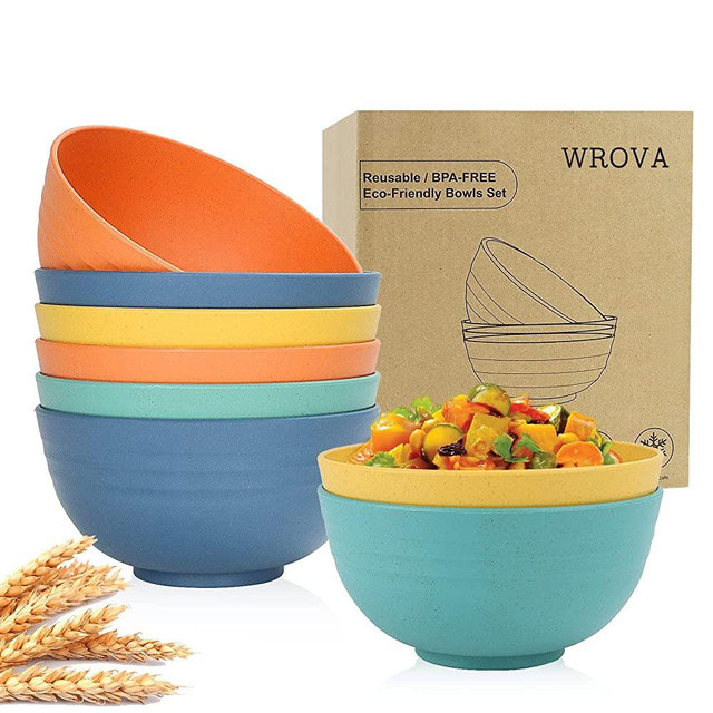 Wheat Straw Bowl Sets,8 PCS Unbreakable Cereal Bowl 26 OZ，Microwave and Dishwasher Safe Bowls,Bowl Sets BPA Free Eco Friendly Bowl Color Bowls for Serving Soup,Oatmeal and Salad Etc