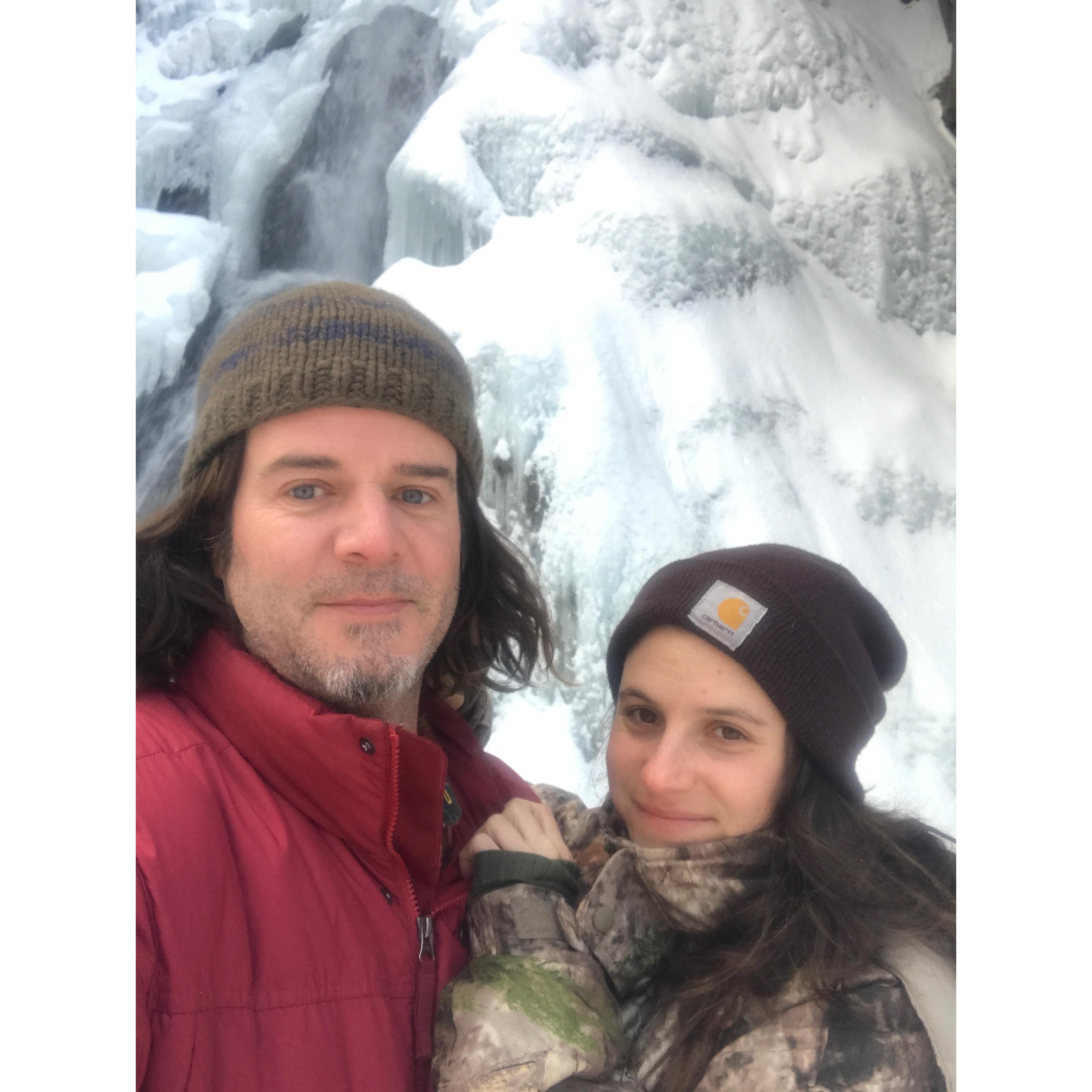 Frozen waterfalls in Warren, VT