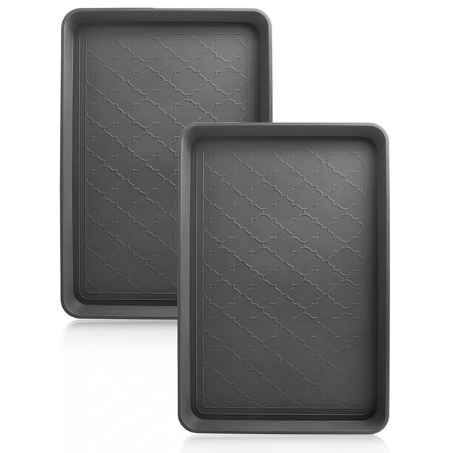 Boot Tray for Entryway Indoor, Heavy Duty Shoe Mat Tray 2 Packs, 23"x15.5" Waterproof Shoe Trays with Raised Edge, Outdoor Multi-Purpose Mat for Boots, Shoes, Garden, Pets