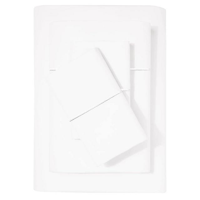 Feather & Stitch King Size Damask Solid Sheets|100% Soft Cotton Breathable BedSheet 4 Pc Set 18" Deep Pockets 500 TC Sateen Weave Bedding Mattress Resort Hotel Luxury Decor|White