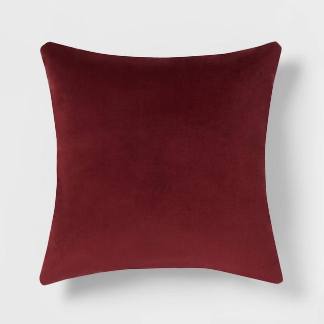 Velvet Square Throw Pillow Maroon - Room Essentials™