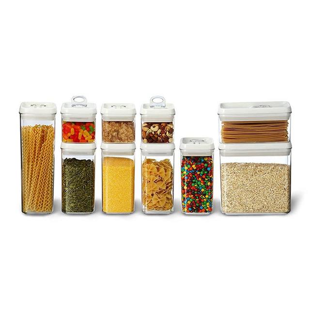 Felli Flip Tite Airtight Food Storage Container Set of 10 Patented Lids Kitchen Pantry Makeover Organization Clear Rectangle Food Canister with Lids Air Tight for Sugar Cereal(10, Regular)