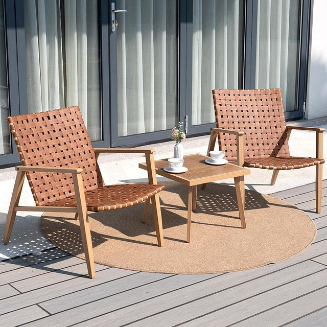 COMLAX FIELD 3 Piece Patio Bistro Set, Outdoor Conversation Chair Sets with Coffee Table, Patio Furniture Set for Porch Backyard Balcony Park Deck Poolside