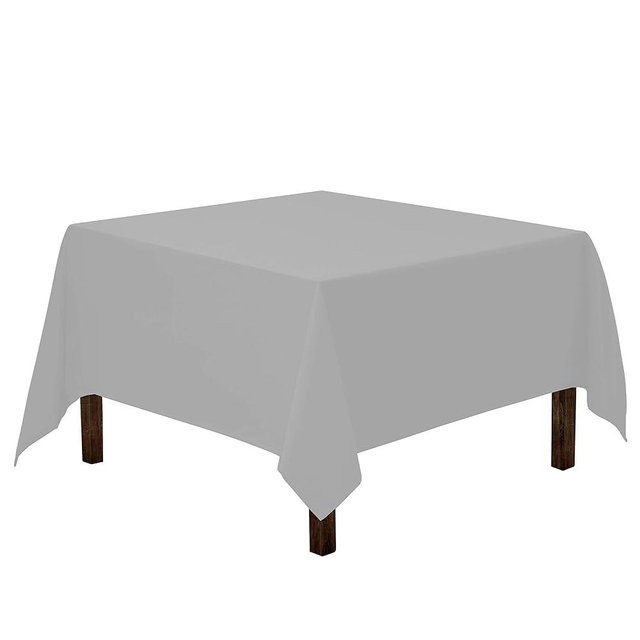 Gee Di Moda Square Tablecloth - 85 x 85 Inch Silver Table Cloth for Large Square or Round Tables - Heavy Duty Washable Fabric - for Buffet Table, Holiday Party, Dinner, Wedding & Baby Shower
