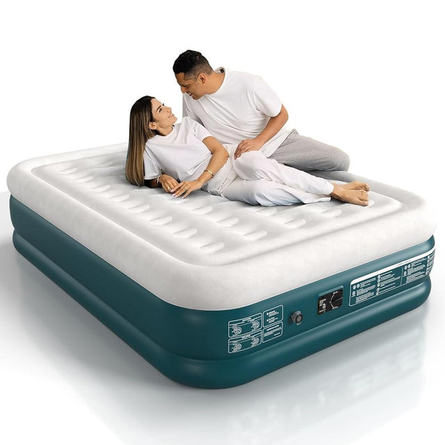 Lavisx Queen Air Mattress Built in Pump Raised 18" Queen Air Mattress Queen Inflatable Mattress 2 Minutes Fast Inflate/Deflate Blow up Mattress Air Bed for Home Guest & Outdoor