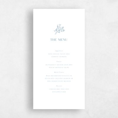 Dusty Blue Wedding Menu - Bellisi