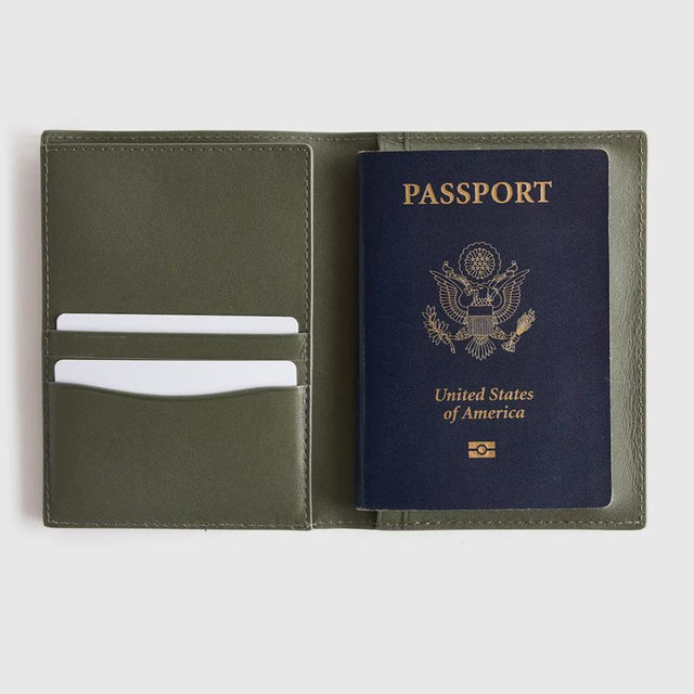 Nappa Leather RFID Blocking Passport Holder - Olive