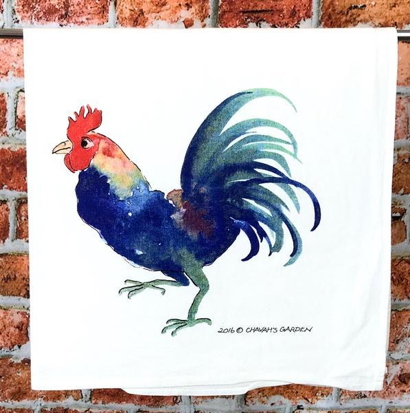 Rooster Tea Towel, Flour sack kitchen towel