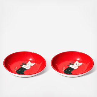 Holiday Whimsy Pet Saucer, Set of 2