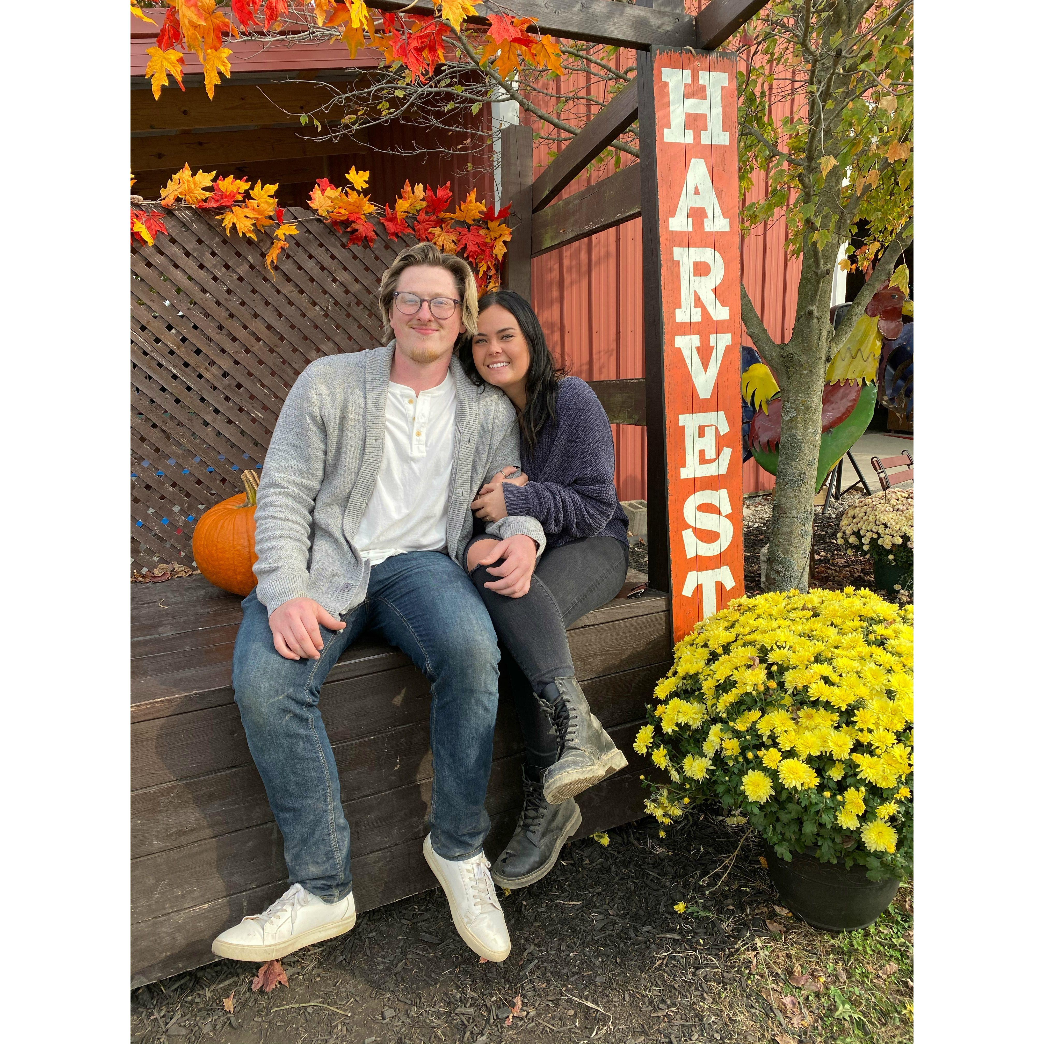 One of our first dates (with a little help from William and Kiki) — picking pumpkins and making memories