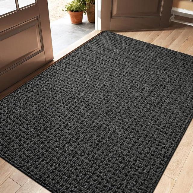 DEXI Front Entryway Door Mat Non Slip 36x60, Washable Entry Way Mats Inside Entrance Low Profile, Welcome Doormat Dirt Trapper for House Floor Home Porter Hall Backdoor Area, Dark Grey