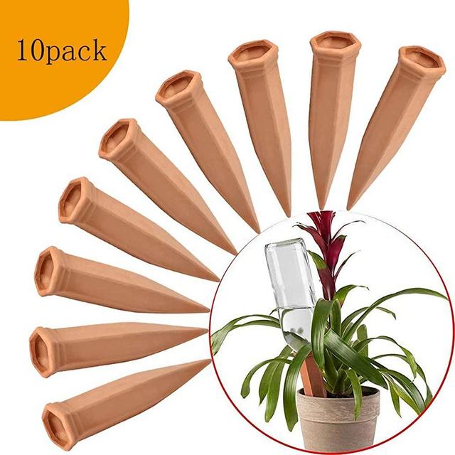 FAMILy Plant Watering Stakes10 Pack Automatic Plant Waterers for Vacations, Plant Watering Devices Terracotta Self Watering Spikes for Wine Bottles Great Plant Nanny for Indoor & Outdoor Plants