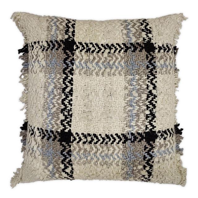 Bee & Willow Home™ Fringe Chenille Plaid Square Throw Pillow in Cream