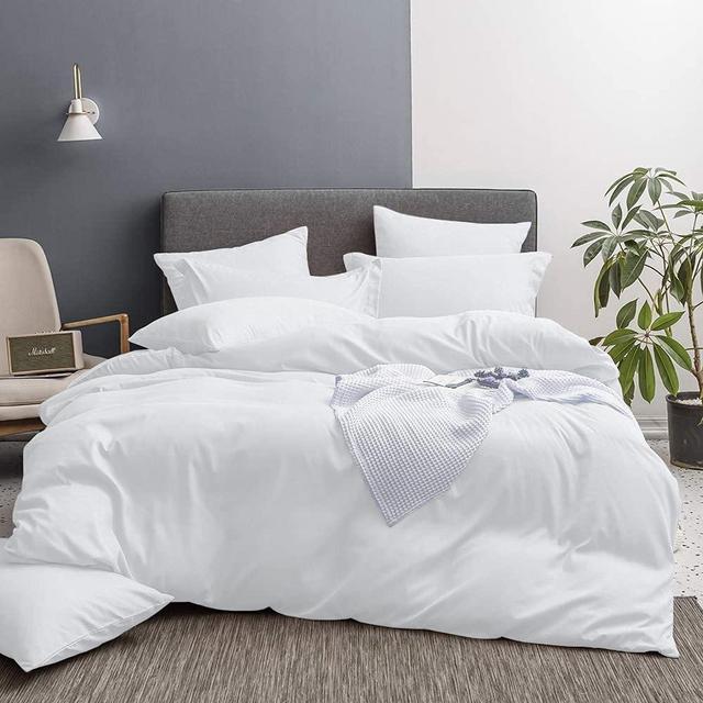 120x120 Duvet Cover Super King Plus Premium 3 Piece Duvet Cover (1 Duvet Cover & 2 Pillow Sham) Extra Large, Zipper Closer & Corner Ties - 600 TC - Soft & Cozy, White