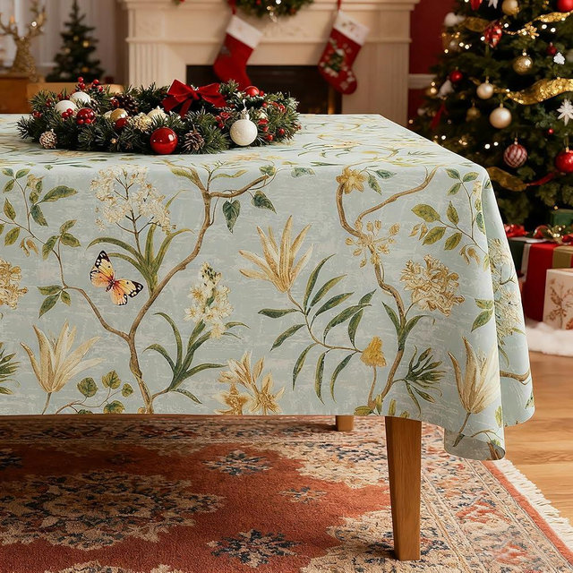 HOMOHEINI Rectangle Table Cloth,100% Waterproof Tablecloth Oil Proof Spill Proof Vinyl Table Cloth, Wipe Clean Plastic Table Cover for Dining, Camping, Indoor and Outdoor 54" x 78",Leaves