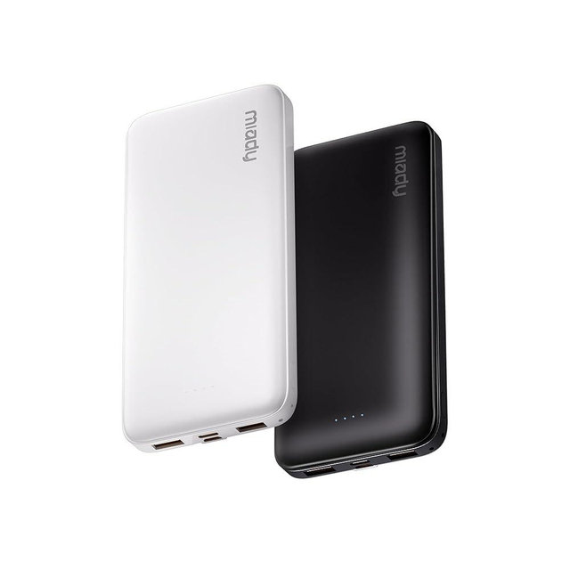 Miady 2-Pack Portable Charger, Slim 10000mAh Power Bank Travel Battery Pack 3 Outputs 2 Inputs Compatible with iPhone 17/16/15/14/13 Galaxy S24/22 iPad Android etc (Black+White)