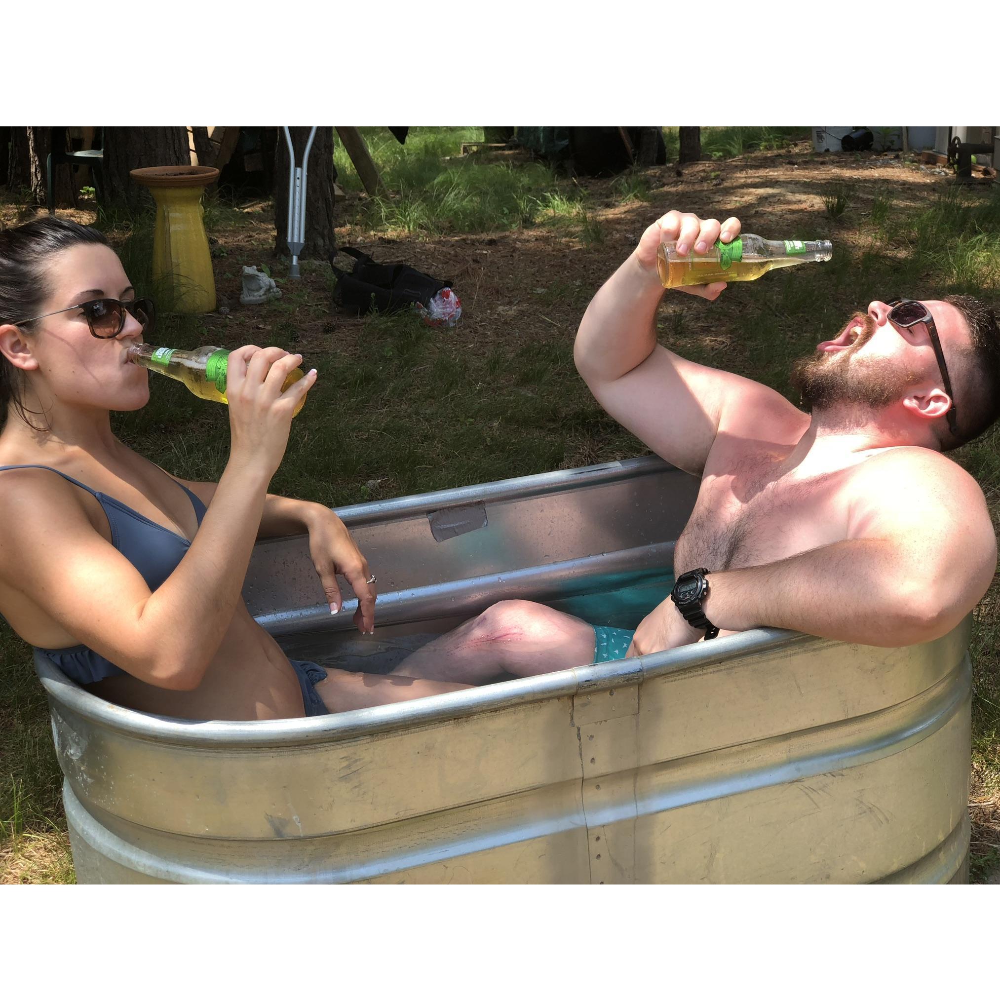 Cold water and beer makes Maxwell happy.