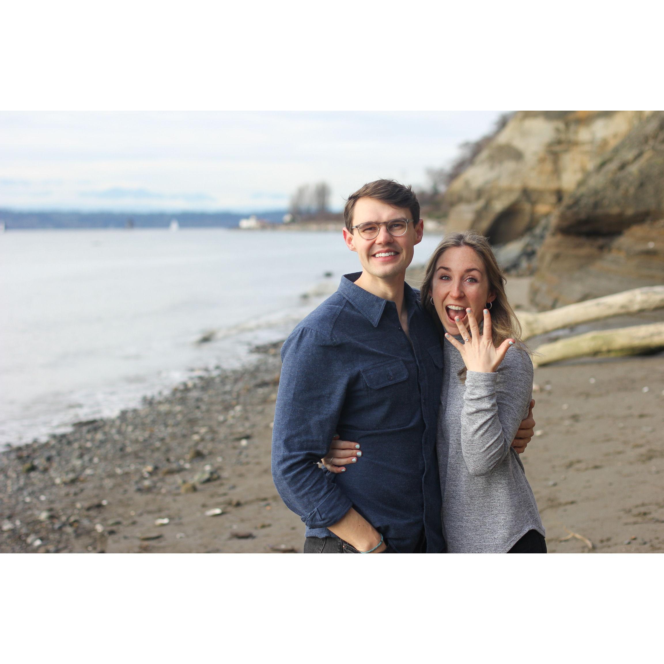 We got engaged at Discovery Park! Daniel planned a beautiful proposal that *almost* surprised Savanna.