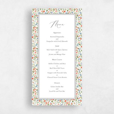 Dark Charcoal, White Wedding Menu - Ariella